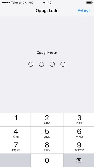 Skriv inn passkoden for telefonlåsen dersom denne allerede er aktivert på telefonen din