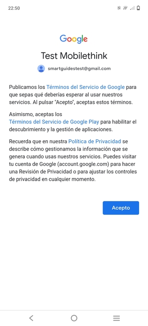 Seleccione Acepto