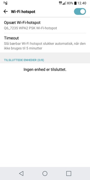 Din telefon er nu sat op til brug som modem