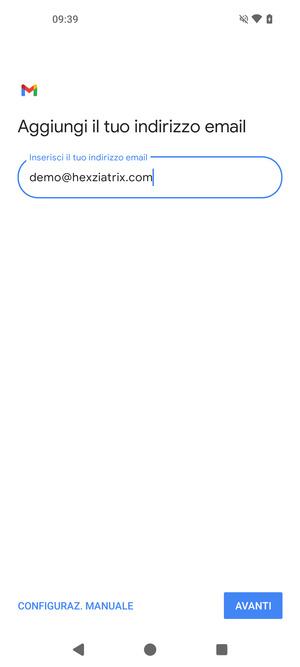 Inserisci il tuo indirizzo email e seleziona AVANTI