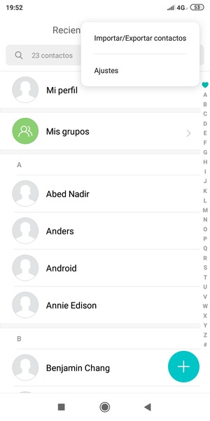 Seleccione Importar/Exportar contactos