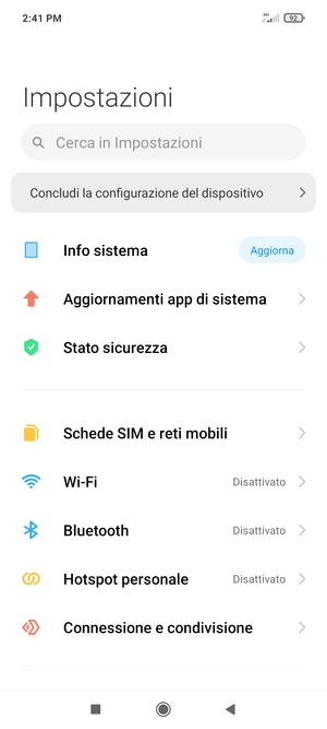 Seleziona Schede SIM e reti mobili