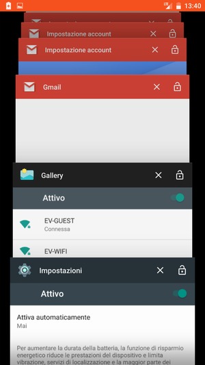 Scorri verso destra le app per chiuderle