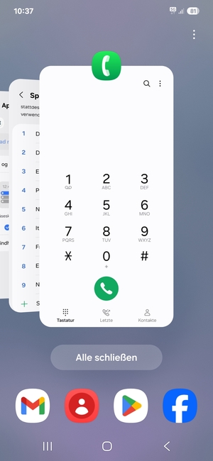 Wählen Sie Alle schließen, um alle laufende Apps zu schließen