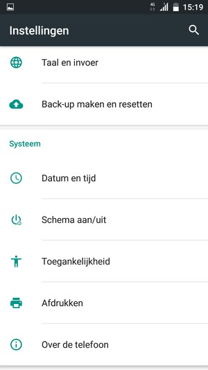 Scroll naar en selecteer Over de telefoon