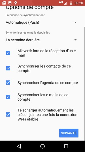 Faites défiler vers le bas et sélectionnez SUIVANTE