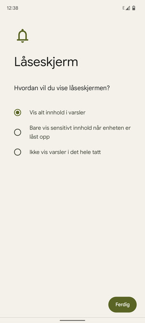 Velg ønsket alternativ og velg Ferdig