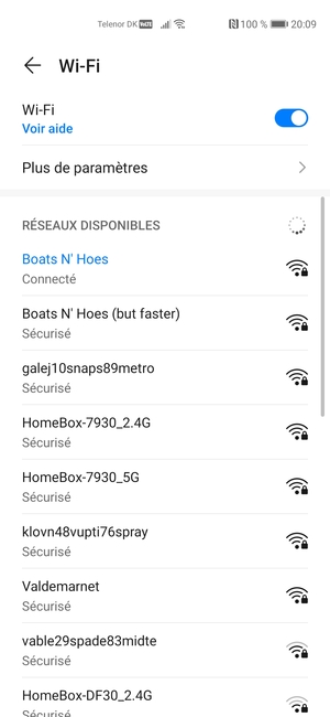 Vous êtes maintenant connecté au réseau Wi-Fi