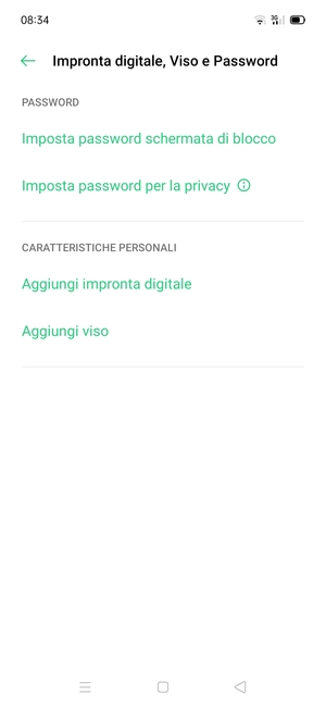 Seleziona Imposta password schermata di blocco