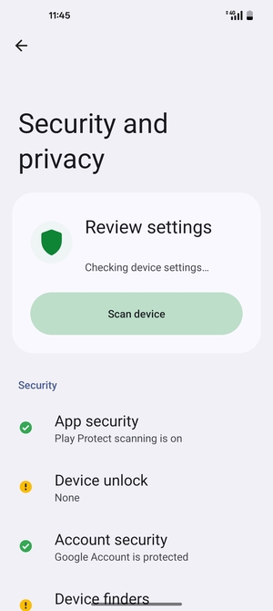 To activate your screen lock, return to the Security and privacy menu and select Device unlock