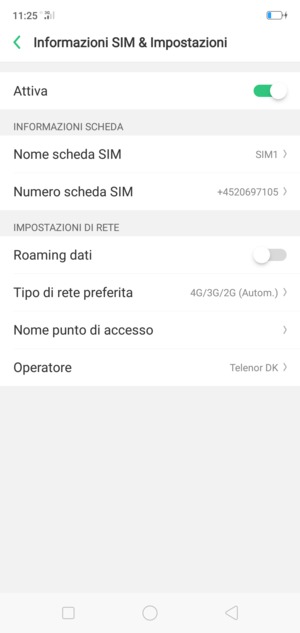 Seleziona Nome punto di accesso