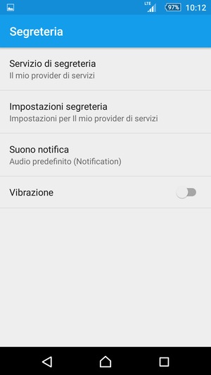 Seleziona Impostazioni segreteria