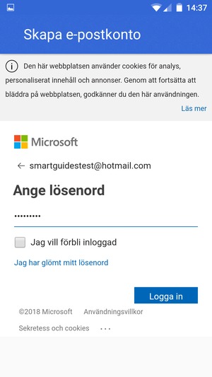 Ange ditt lösenord och välj Logga in