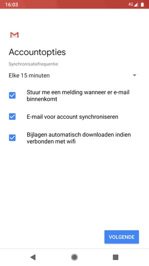 Selecteer VOLGENDE