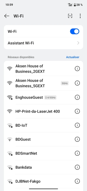 Sélectionnez le réseau sans fil auquel vous souhaitez vous connecter