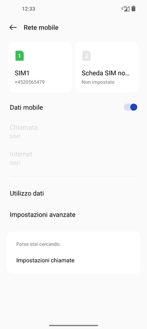 Seleziona SIM1 o SIM2