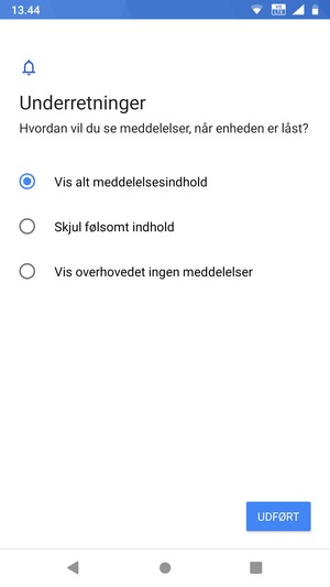 Vælg din foretrukne mulighed og vælg UDFØRT