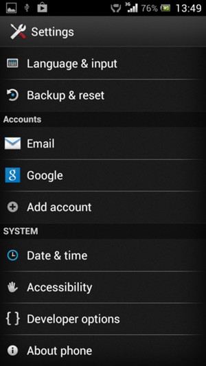 Scroll to and select About phone