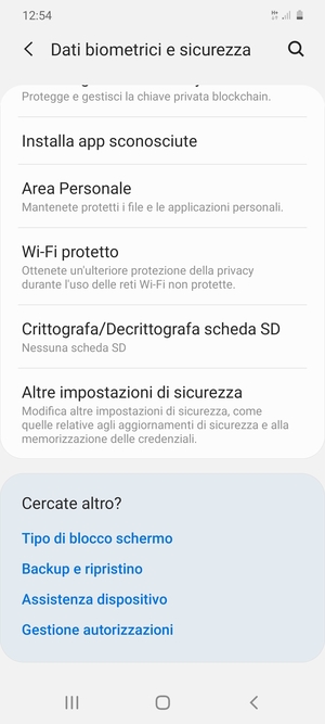 Scorri e seleziona Altre impostazioni di sicurezza
