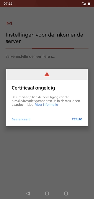 Selecteer TERUG