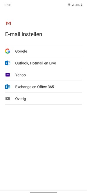 Selecteer Exchange en Office 365