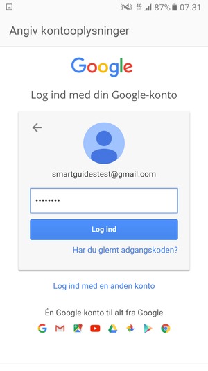 Indtast din Gmail adgangskode og vælg Log ind