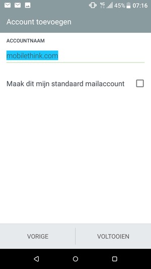 Geef uw account een naam en selecteer VOLTOOIEN