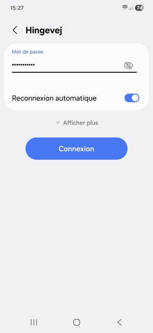Saisissez le mot de passe du Wi-Fi et sélectionnez Connexion