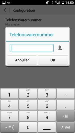 Indtast Telefonsvarernummer og vælg OK