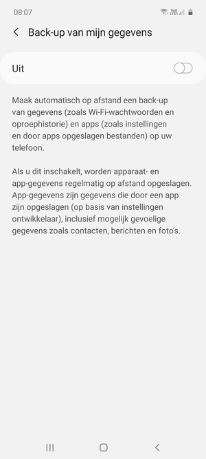 Schakel Back-up van mijn gegevens in