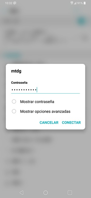 Introduzca la contraseña de Wi-Fi y seleccione CONECTAR