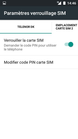 Sélectionnez Public et sélectionnez Modifier code PIN carte SIM