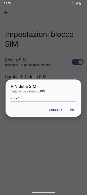 Conferma il nuovo PIN della SIM e seleziona OK