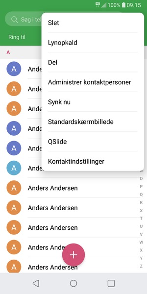 Vælg Administrer kontaktpersoner