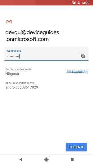 Introduzca su contraseña y seleccione SIGUIENTE