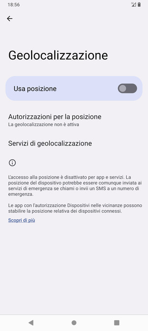 Disattiva Usa posizione