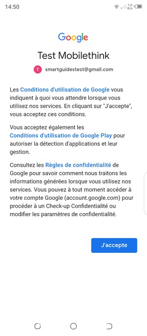 Sélectionnez J'accepte