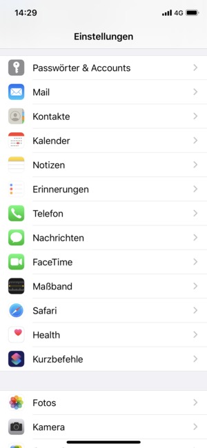 Scrollen Sie und wählen Sie Passwörter & Accounts