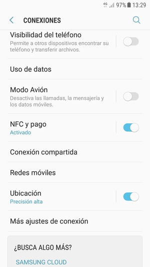 Desplácese y seleccione Conexión compartida