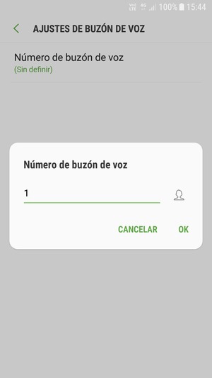 Introduzca el Número de buzón de voz y seleccione OK