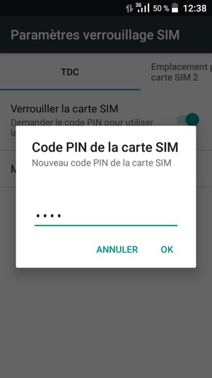 Saisissez votre Nouveau code PIN de la carte SIM et sélectionnez OK