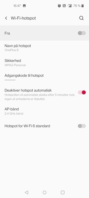 Vælg Adgangskode til hotspot