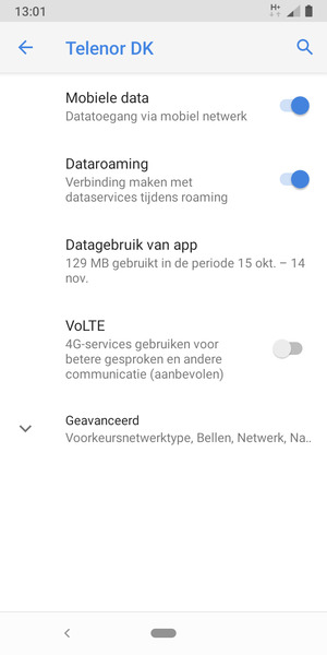 Schakel Dataroaming in of uit