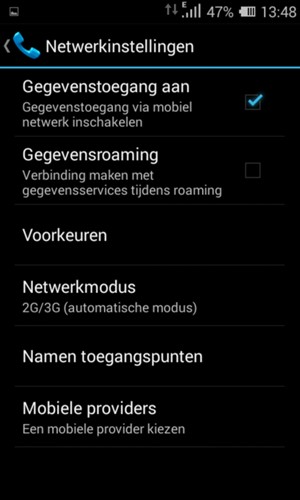 Om van netwerk te wisselen in geval van netwerkproblemen, selecteert u Mobiele providers