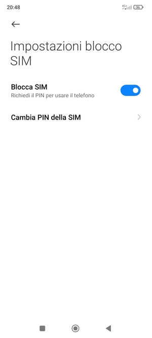 Seleziona Cambia PIN della SIM