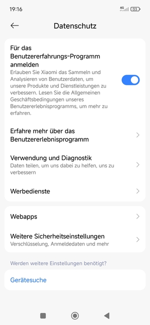 Scrollen Sie und wählen Weitere Sicherheitseinstellungen