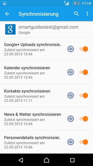 Ihre Kontakte von Google werden nun auf Ihr Xperia synchronisiert