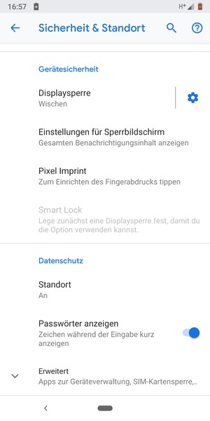 Scrollen Sie und wählen Sie Standort