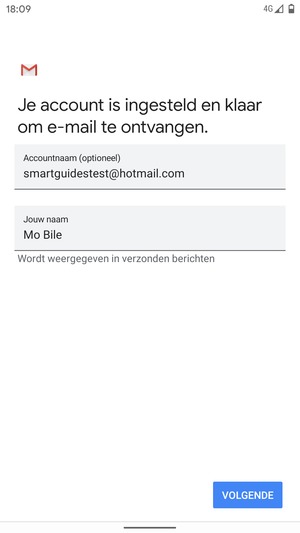 Geef uw account een naam en voer uw naam in. Selecteer VOLGENDE