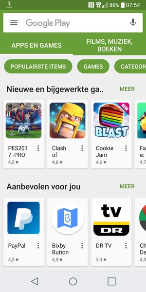Selecteer de zoekbalk